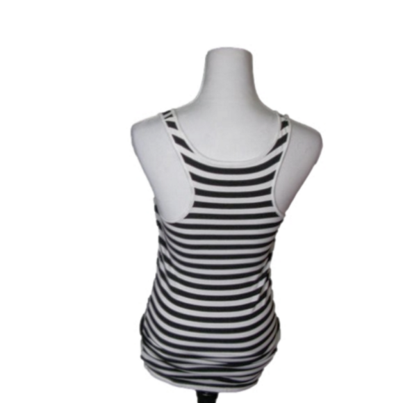 A.N.A Black/White Stripe Racerback Tank Top Size Large - Picture 3 of 4